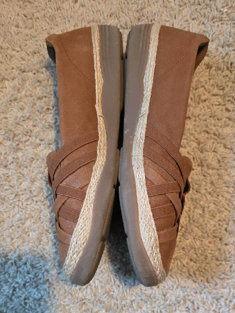 Clarks Brown Woven Espadrille Flats Size 11W